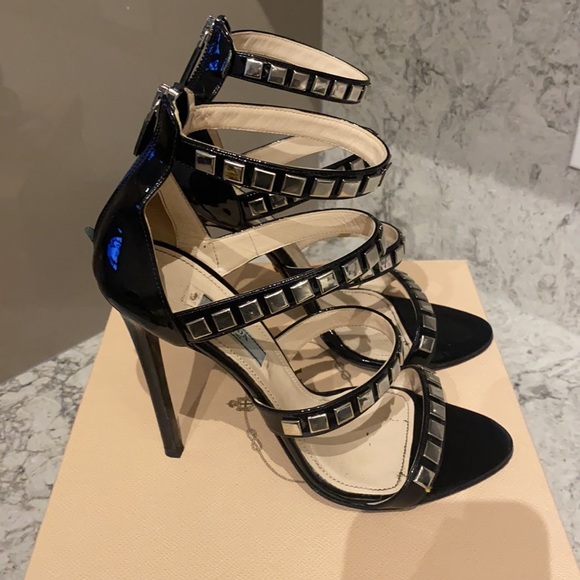 Prada Vernice Nero High Heel Sandal- Black- Size 39 - Picture 2 of 5